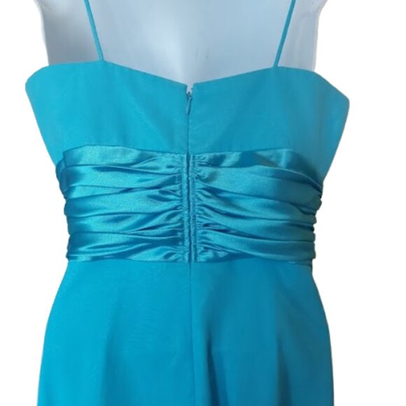 Bright Turquoise Blue Party Dress Fits Size Small - Picture 6 of 8